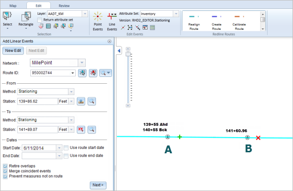 Locating the From Measure on the route